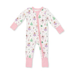 Baby convertible romper with two-way zipper in Sugar Plum Fairies print with footed cuffs