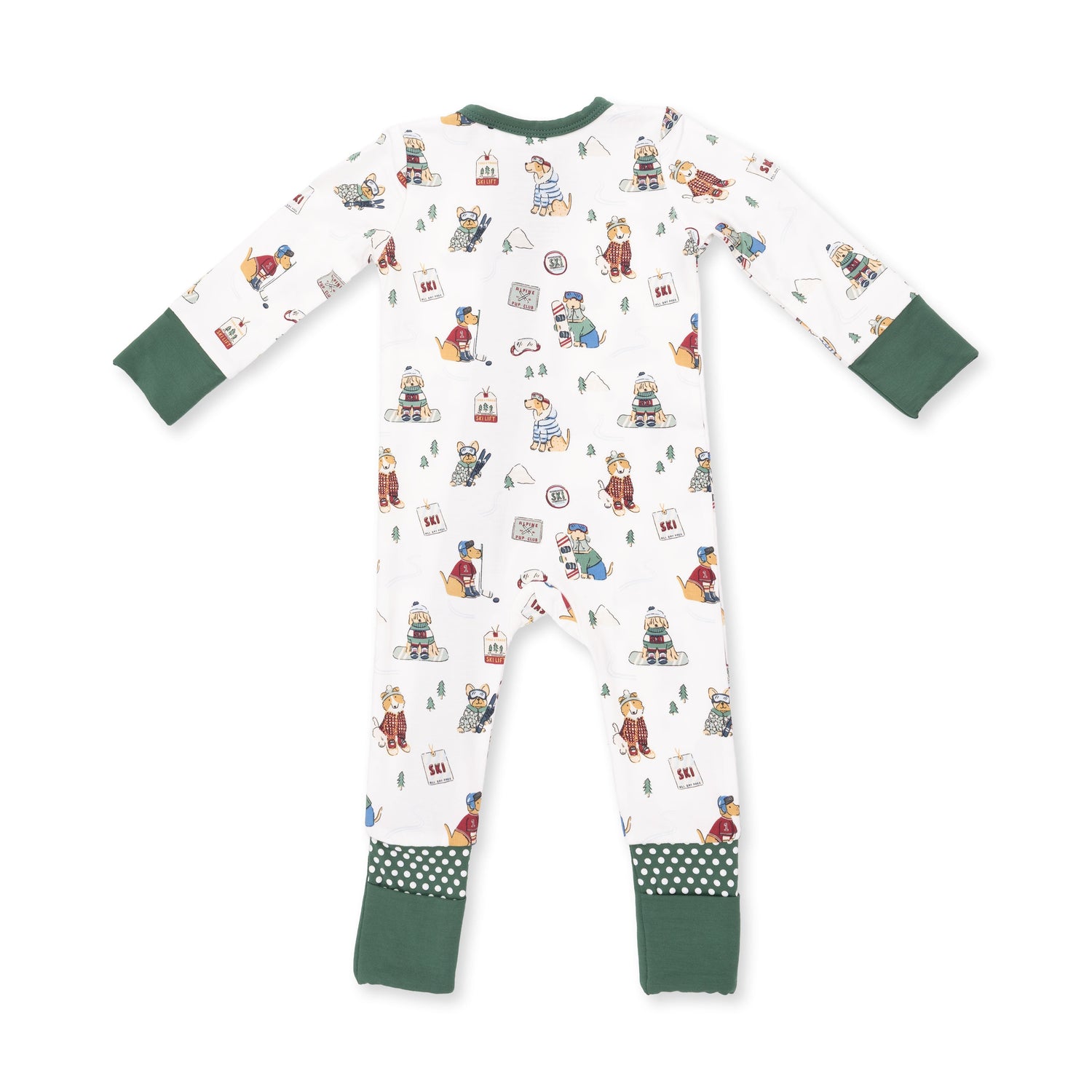 Winter Sports Dogs Green - Convertible Romper