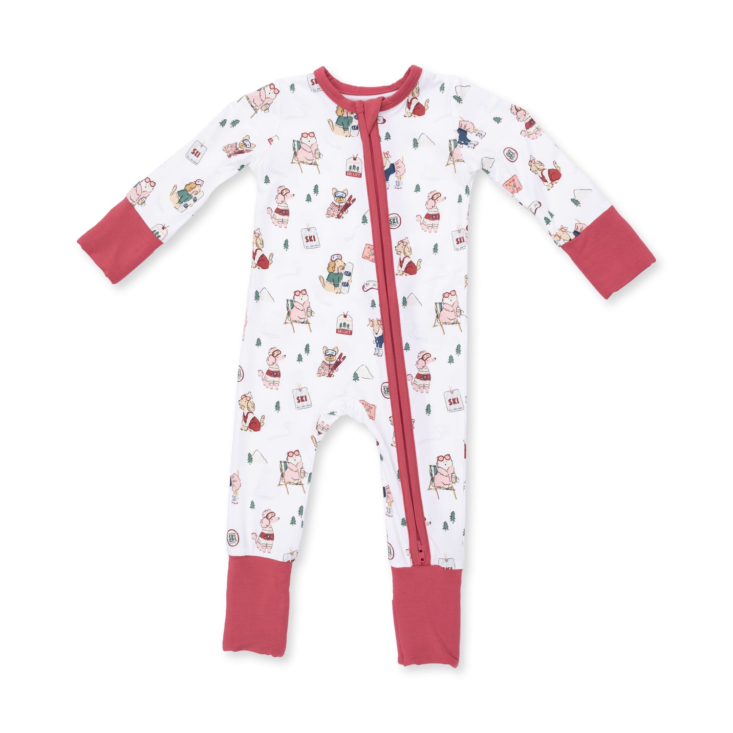 Winter Sports Dogs Pink - Convertible Romper by Angel Dear (view 2 of 4)