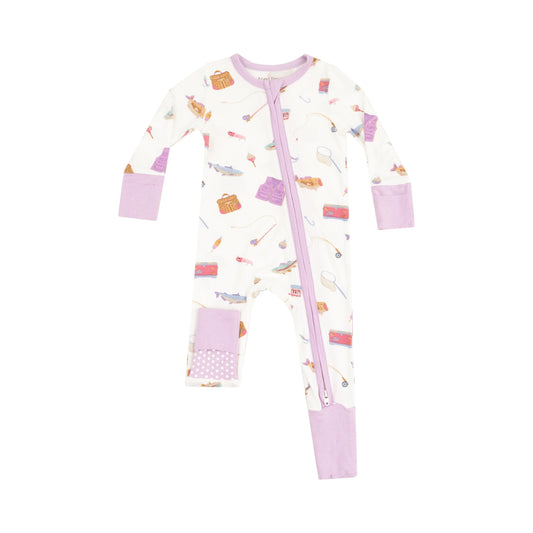 2 Way Zipper Romper Fishing Things Pink.