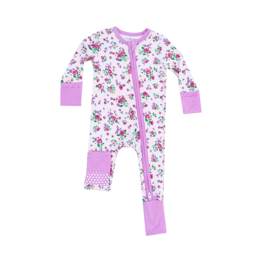 2 Way Zipper Romper Preppy Roses Super Soft Bamboo Fiber.