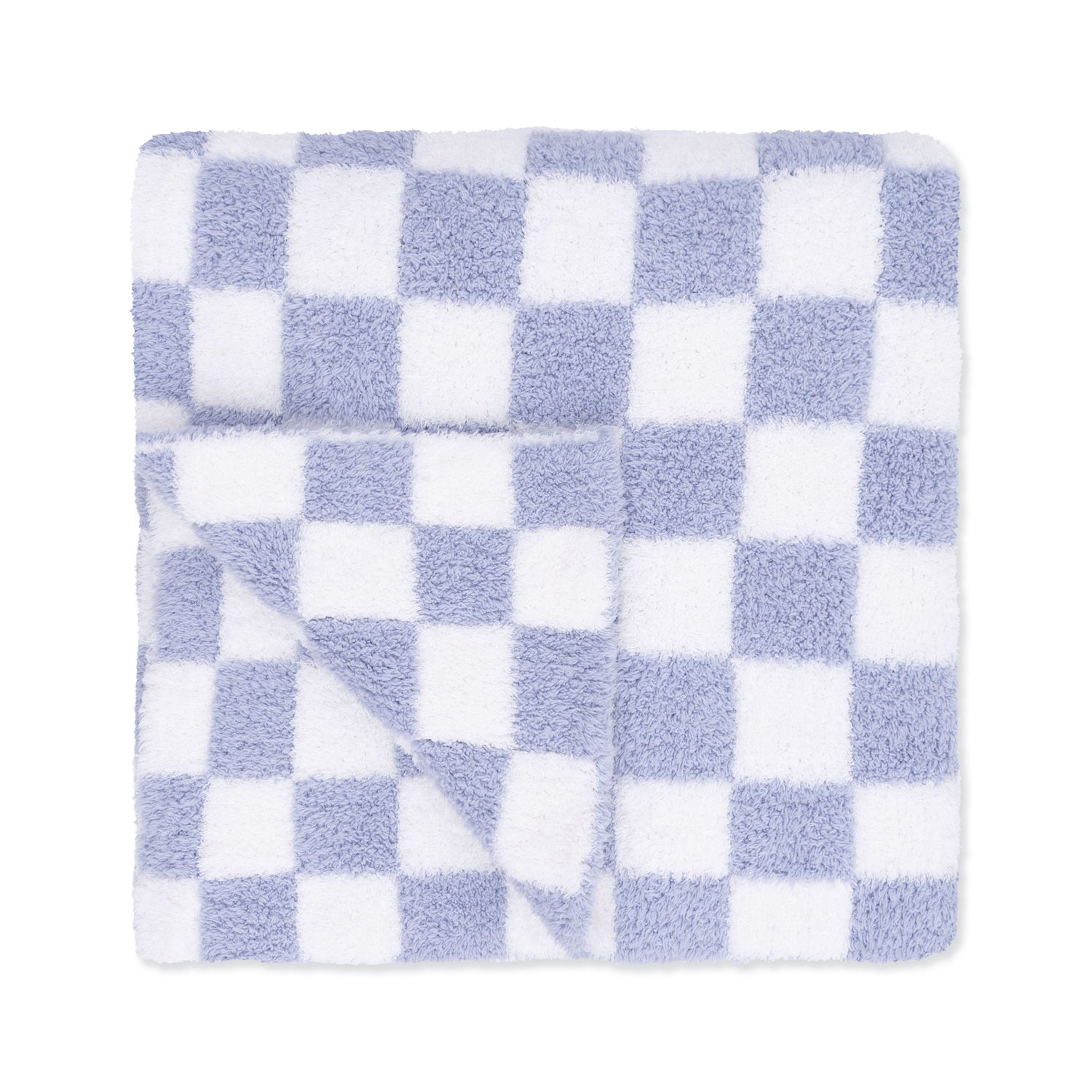 Chenille baby blanket with a checkerboard pattern