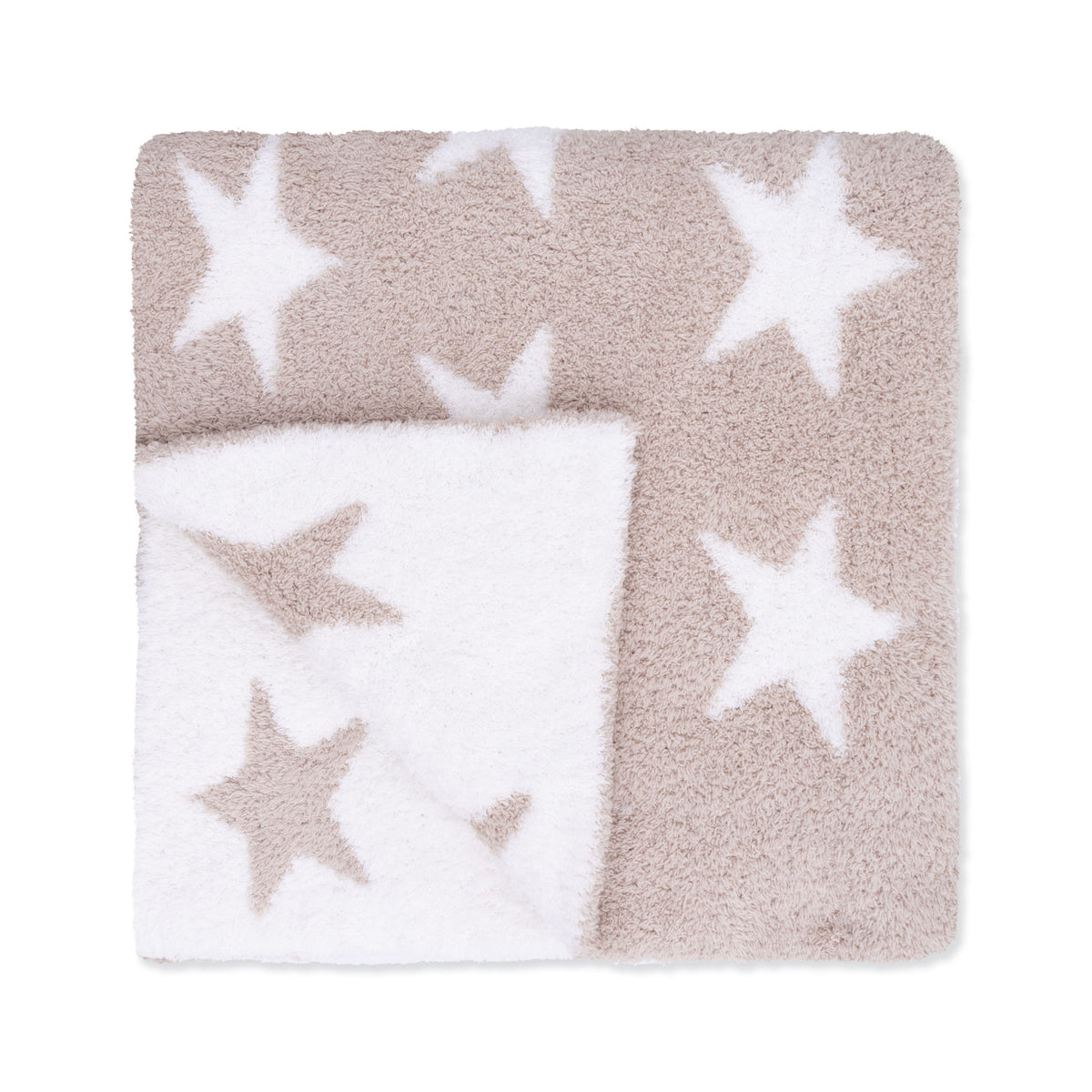 Chenille baby blanket in natural star pattern