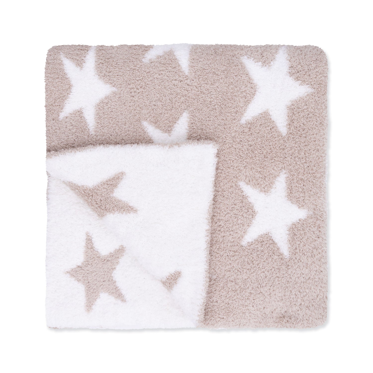 Chenille baby blanket in natural star pattern