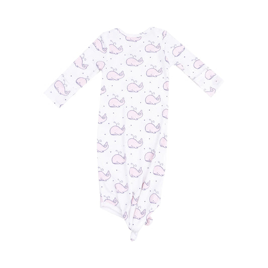Knotted Gown Bubbly Whale Pink.
