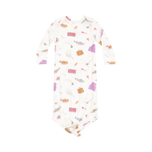 Knotted Baby Gown Fishing Things Pink.