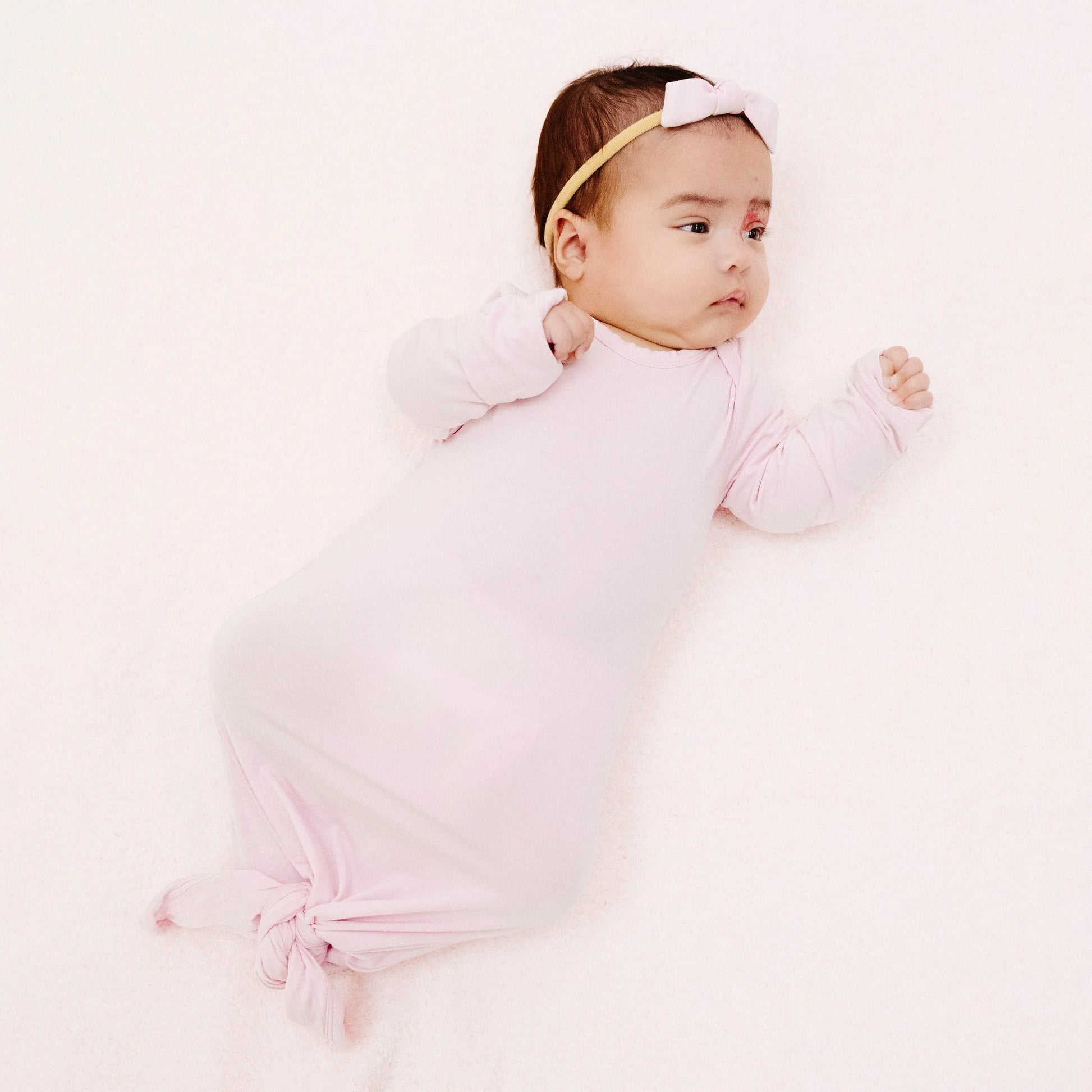 Knotted Baby Gown Solid Nosegay Pink.