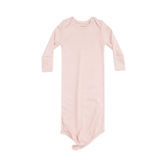 Knotted Baby Gown Solid Rose Smoke Ribbed.