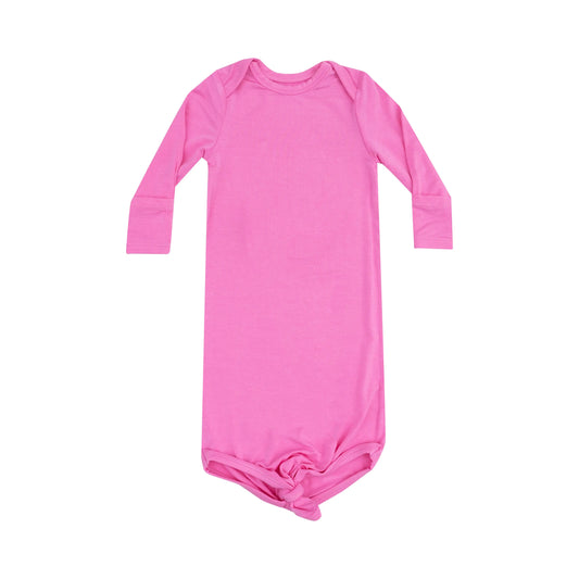 Knotted Baby Gown Solid Strawberry Moon.