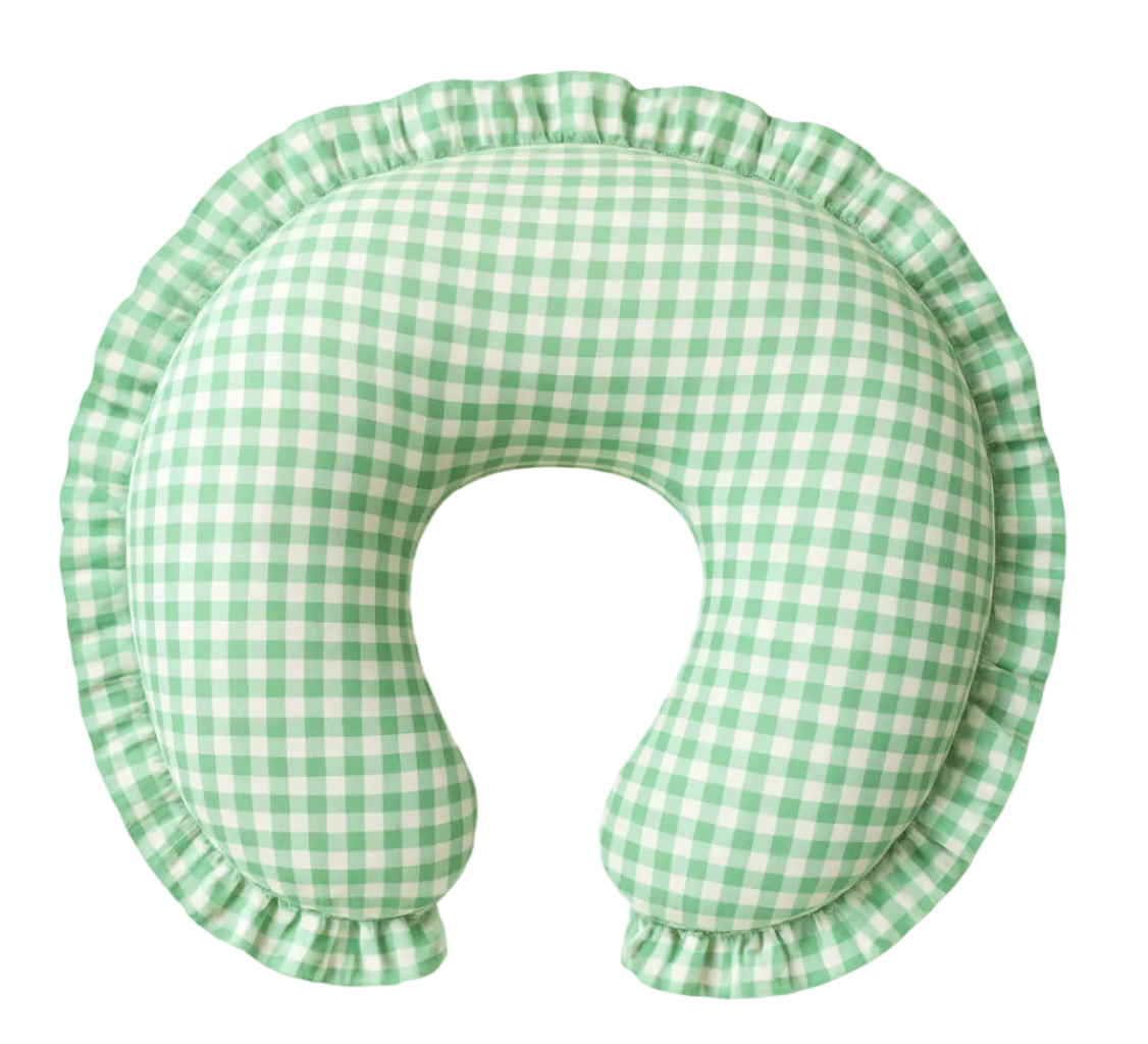 Green Gingham Ruffle Nursing Pillow Cover by Little Mae & Co