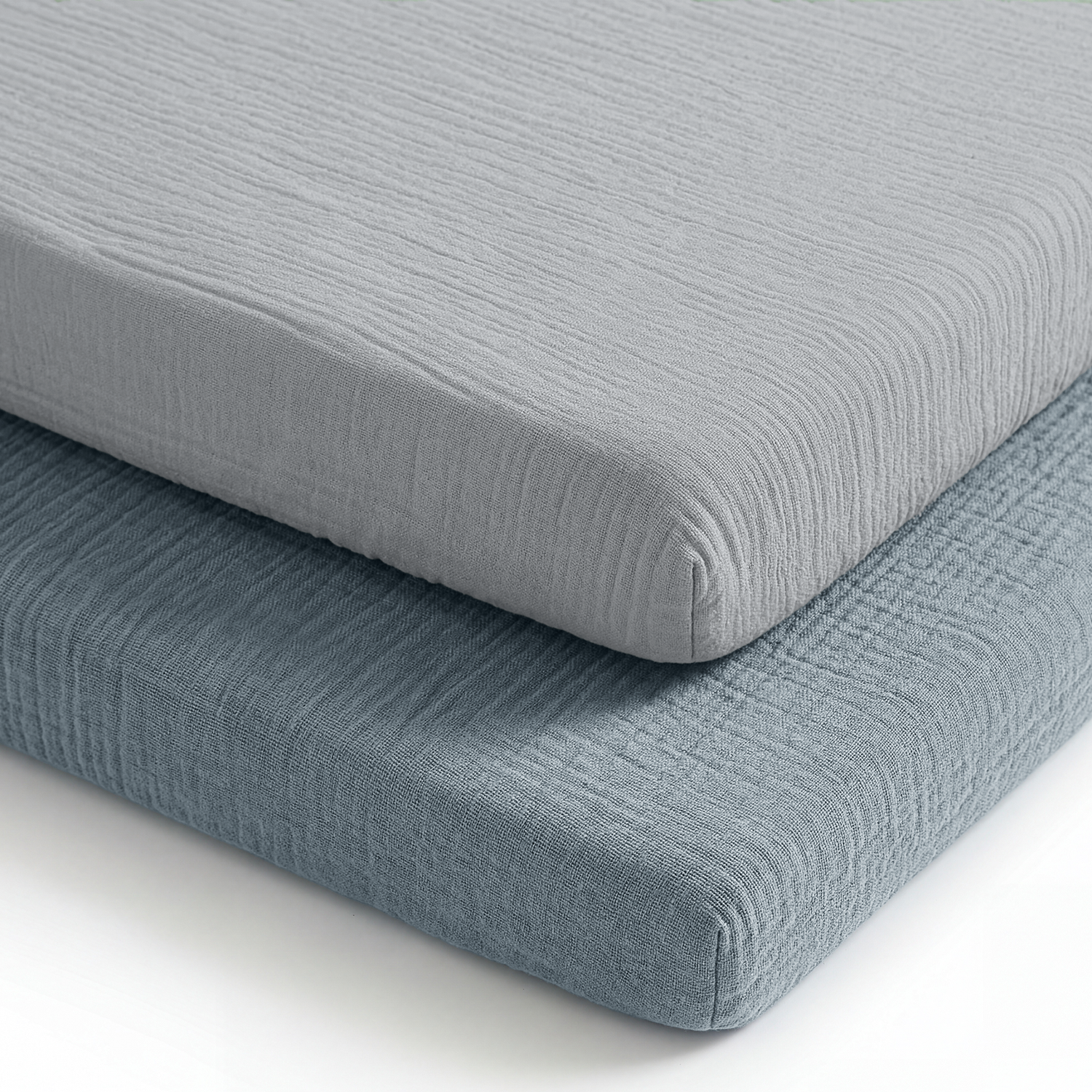 Muslin cotton bassinet sheets 2-pack in Pacific Blue and Heather
