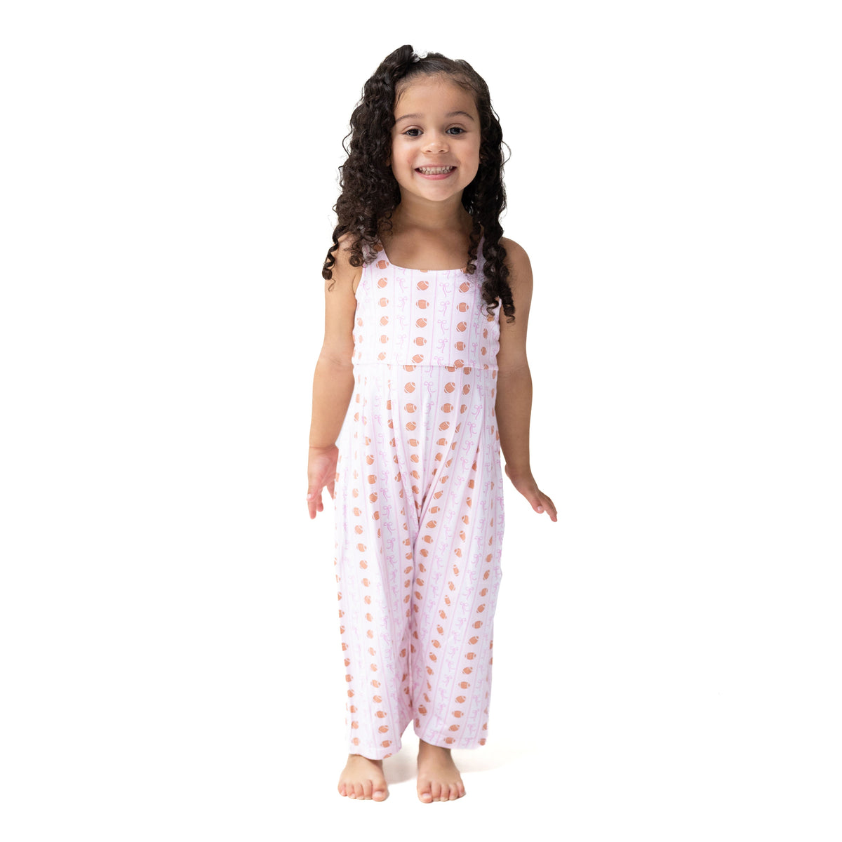 Football Bow Stripe - Wide Leg Jumpsuit by Angel Dear
