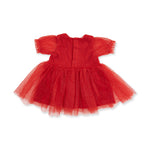 Velour Holiday Red - Puff Sleeve Dress with Tulle Overlay and Bloomer (up to 4T) by Angel Dear