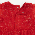 Velour Holiday Red - Puff Sleeve Dress with Tulle Overlay and Bloomer (up to 4T) by Angel Dear