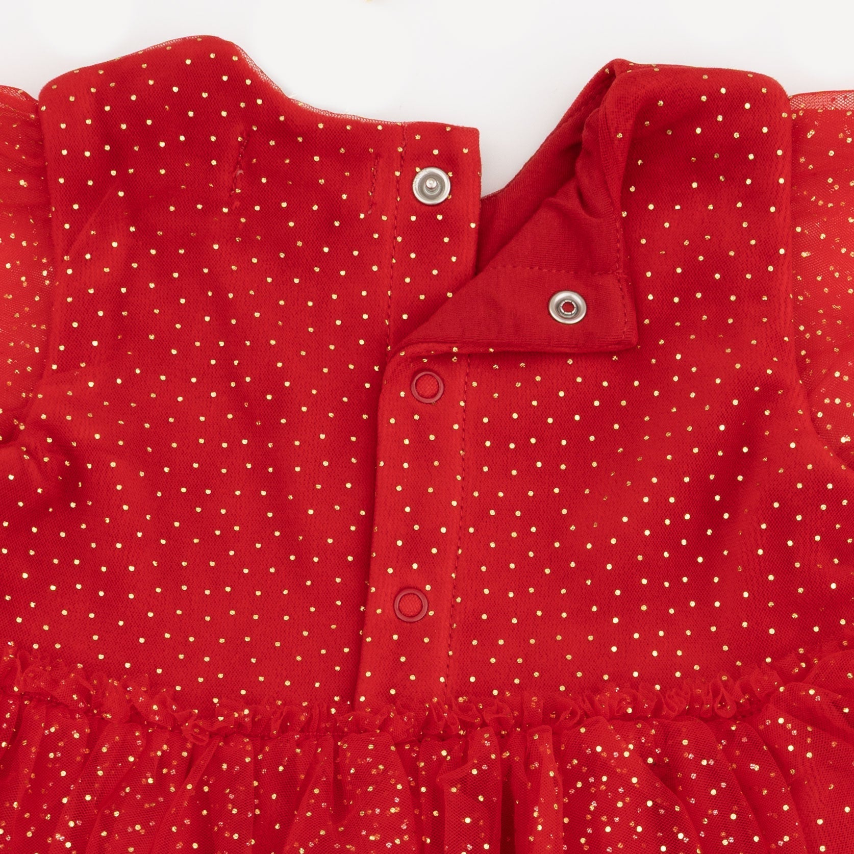 Velour Holiday Red - Puff Sleeve Dress with Tulle Overlay and Bloomer (up to 4T) by Angel Dear