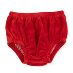 Velour Holiday Red - Puff Sleeve Dress with Tulle Overlay and Bloomer (up to 4T) by Angel Dear