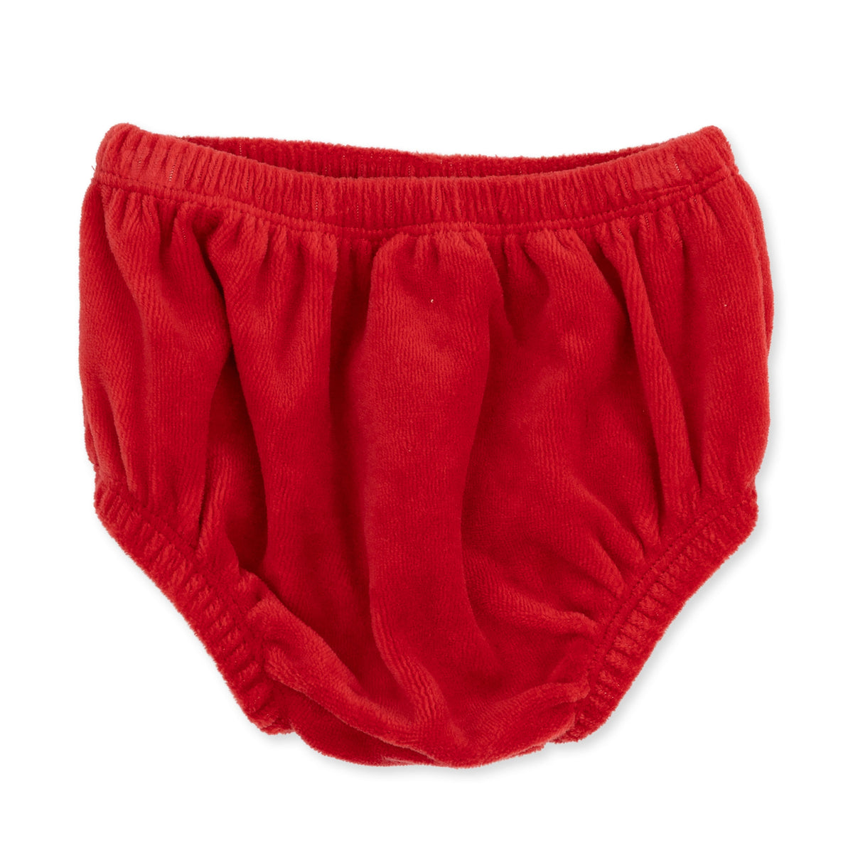 Velour Holiday Red - Puff Sleeve Dress with Tulle Overlay and Bloomer (up to 4T) by Angel Dear