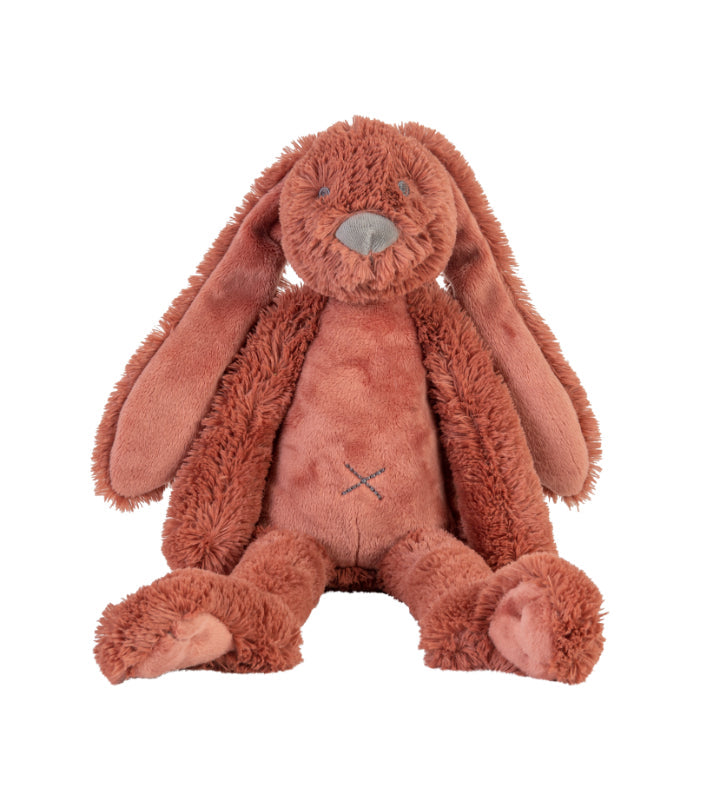 Rusty Rabbit Richie plush animal, a soft huggable rabbit toy for babies and toddlers