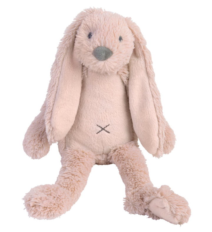 Soft rabbit toy in vintage pink with long floppy ears
