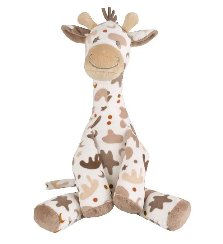 Giraffe Gino no. 2 stuffed animal with light and dark retro shades.