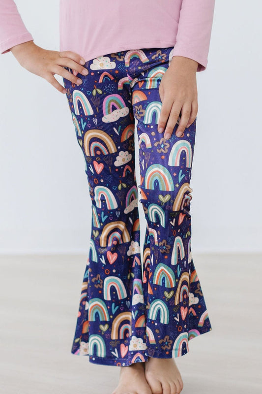 Mila & Rose ® Midnight Rainbow Ribbed Velvet Bells For Girls Everyday - Apparel & Accessories > Clothing > Pants Velvet Bells