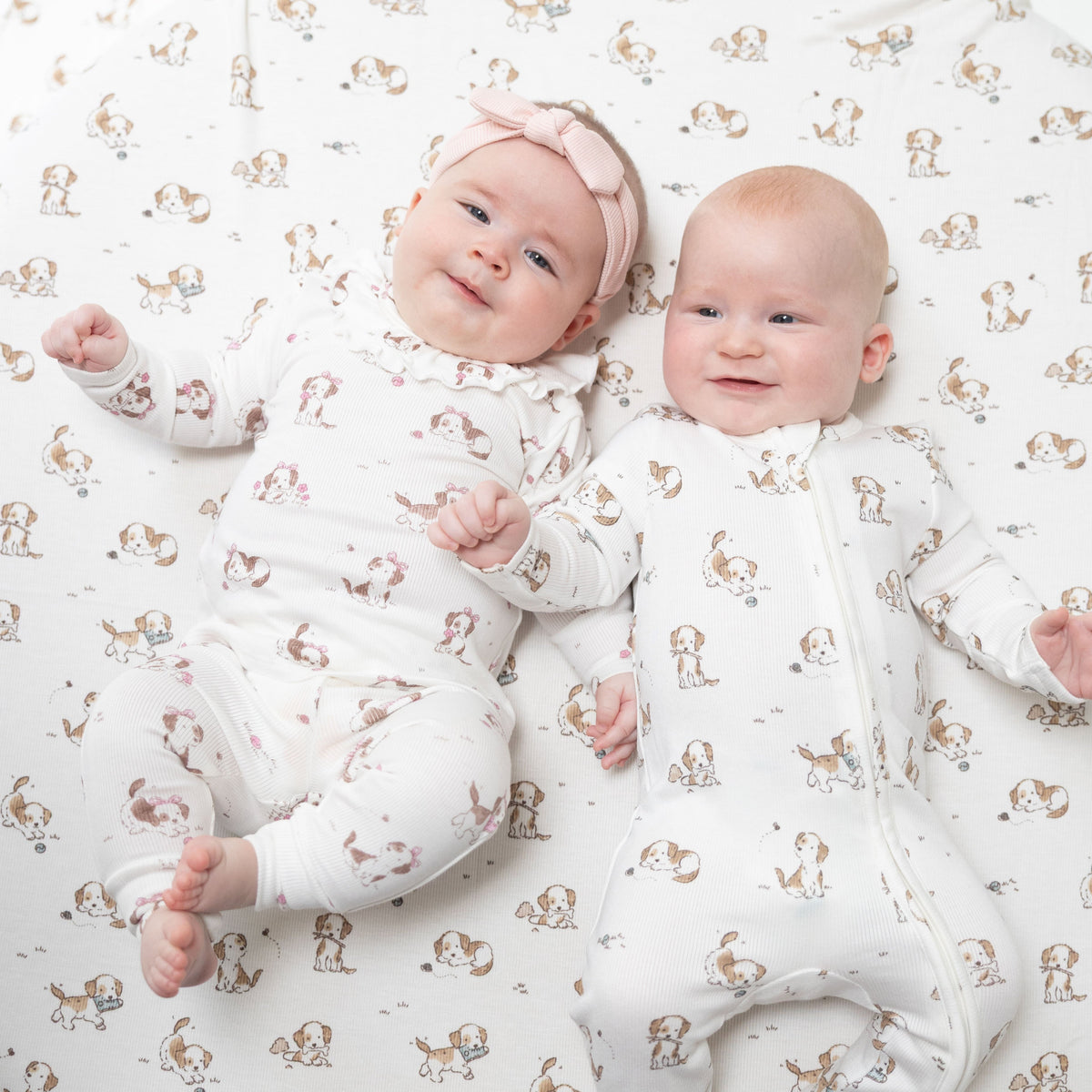 Explorer Puppy Pink - Long Sleeve Ruffle Top and Pant by Angel Dear
