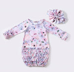 Clover Cottage newborn flower canvas gown & matching headband.