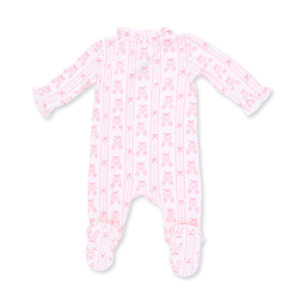 Kimono Ruffle Snap Footie - Ballet Shoes Ribbon Stripe by Angel Dear (view 3 of 4)