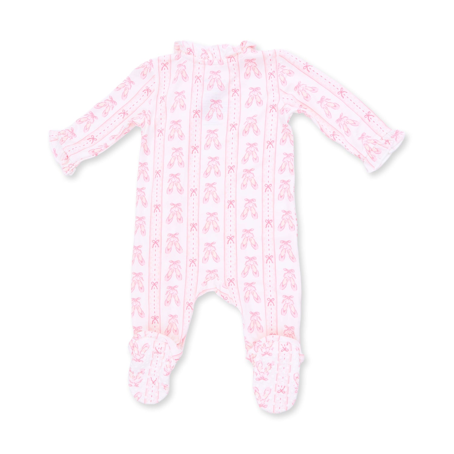 Ballet Shoes Ribbon Stripe - Kimono Ruffle Snap Footie