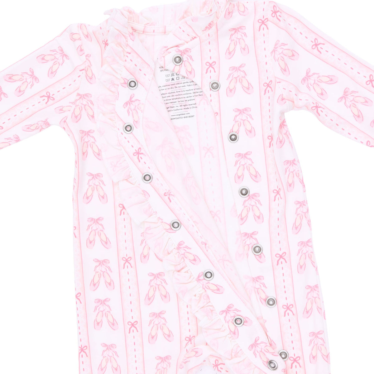 Kimono Ruffle Snap Footie - Ballet Shoes Ribbon Stripe by Angel Dear (view 4 of 4)