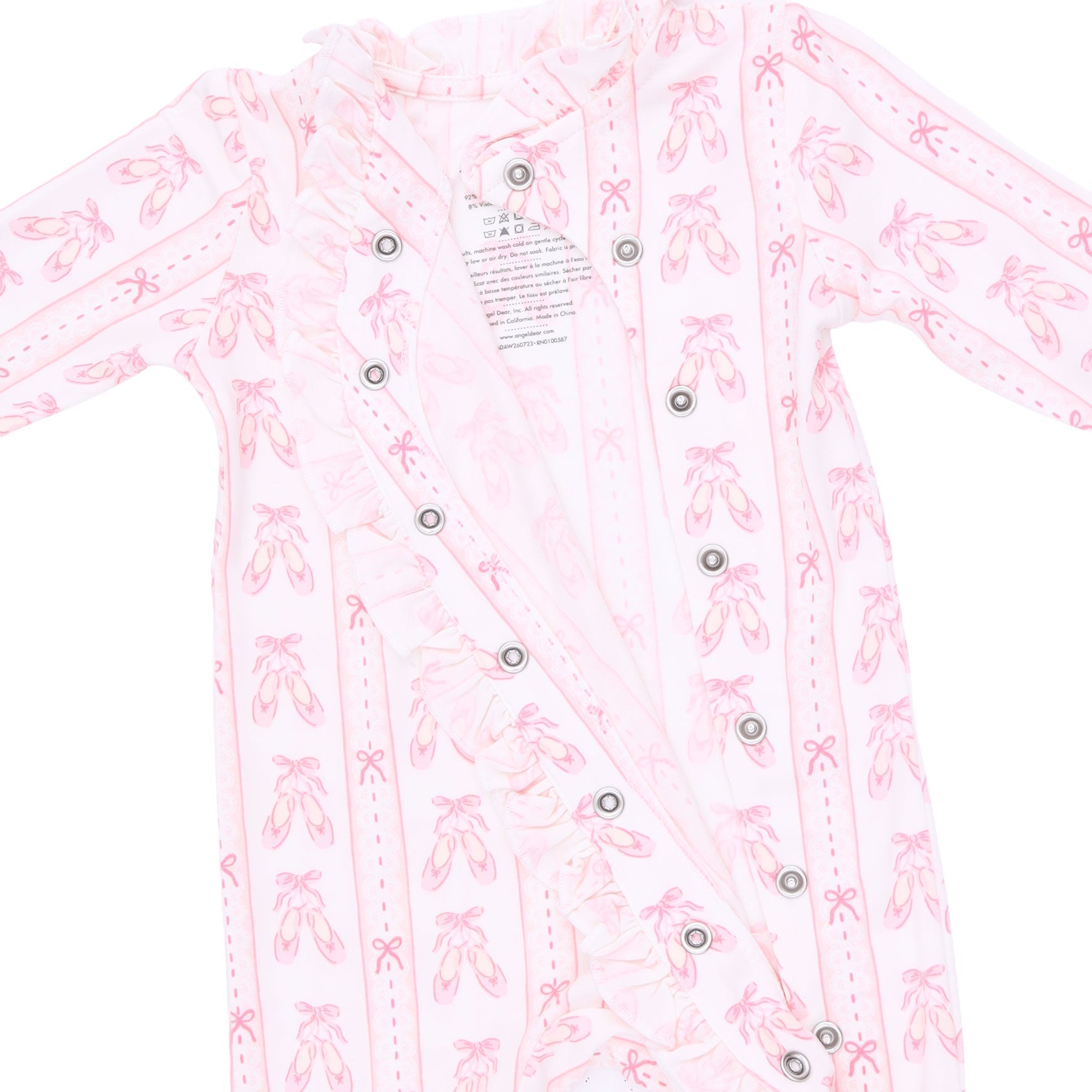 Kimono Ruffle Snap Footie - Ballet Shoes Ribbon Stripe by Angel Dear (view 4 of 4)