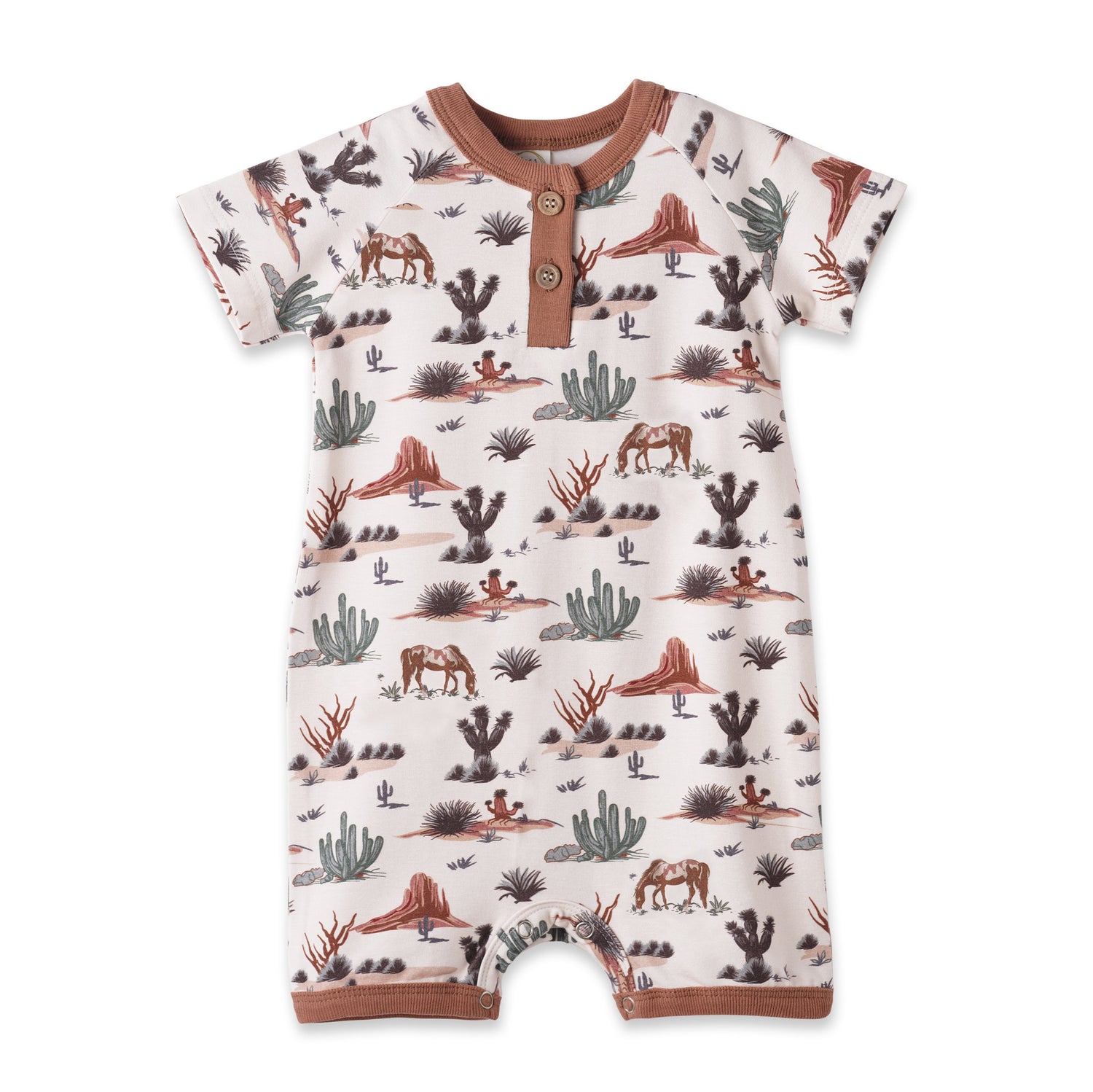 Baby Boy Shorty Romper – Bamboo Cactus Trails Henley Outfit by Tesa Babe at Everetts Place