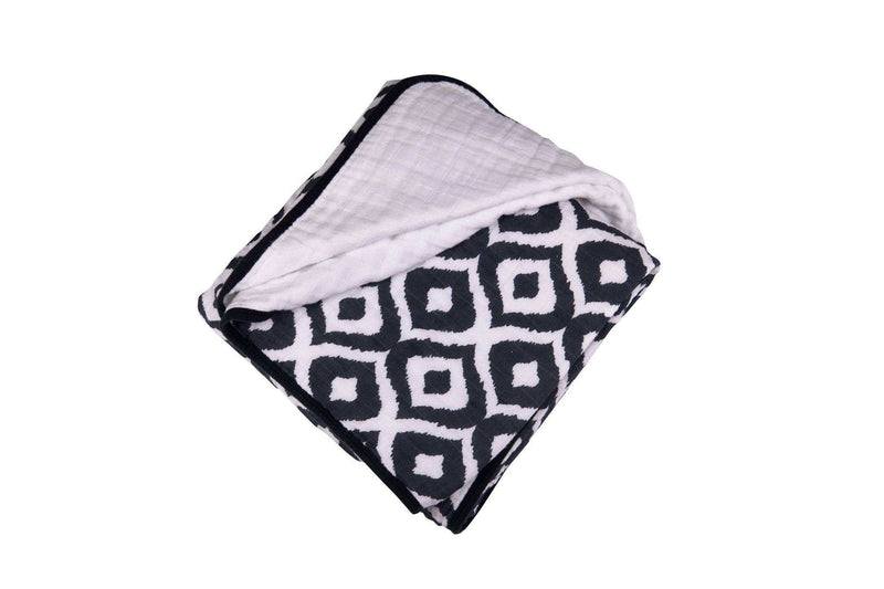 Newcastle Classics Moroccan Blue Cotton Muslin Blanket, soft four-layer natural cotton design.