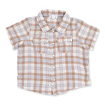Western Plaid - Short Sleeve Western Pearl Snap Shirt by Angel Dear