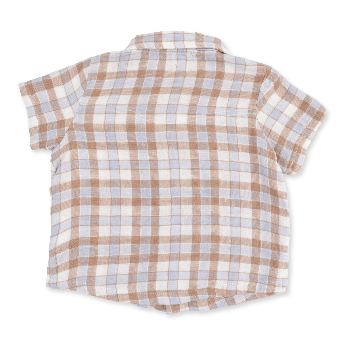 Western Plaid - Short Sleeve Western Pearl Snap Shirt by Angel Dear