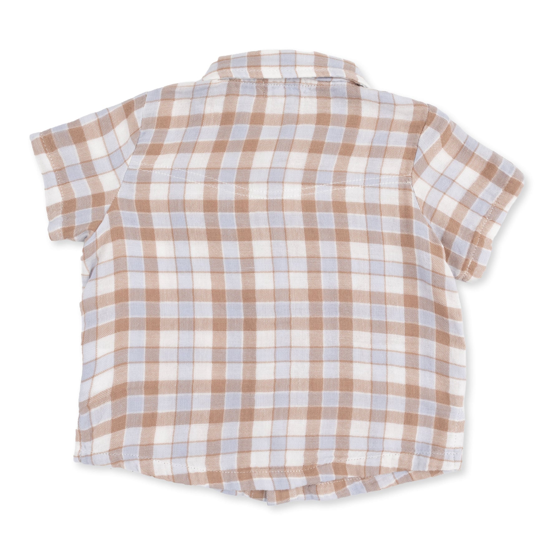 Western Plaid - Short Sleeve Western Pearl Snap Shirt by Angel Dear