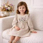 Embroidered Wildflower Linen Dress With Lace Trim by Tesa Babe