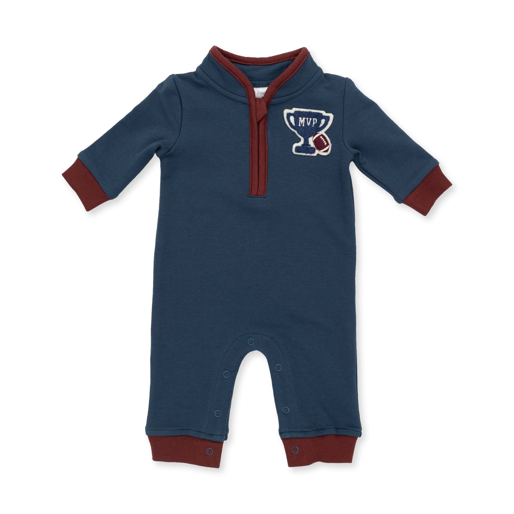 Varsity French Terry - Zip Neck Romper by Angel Dear (view 3 of 7)