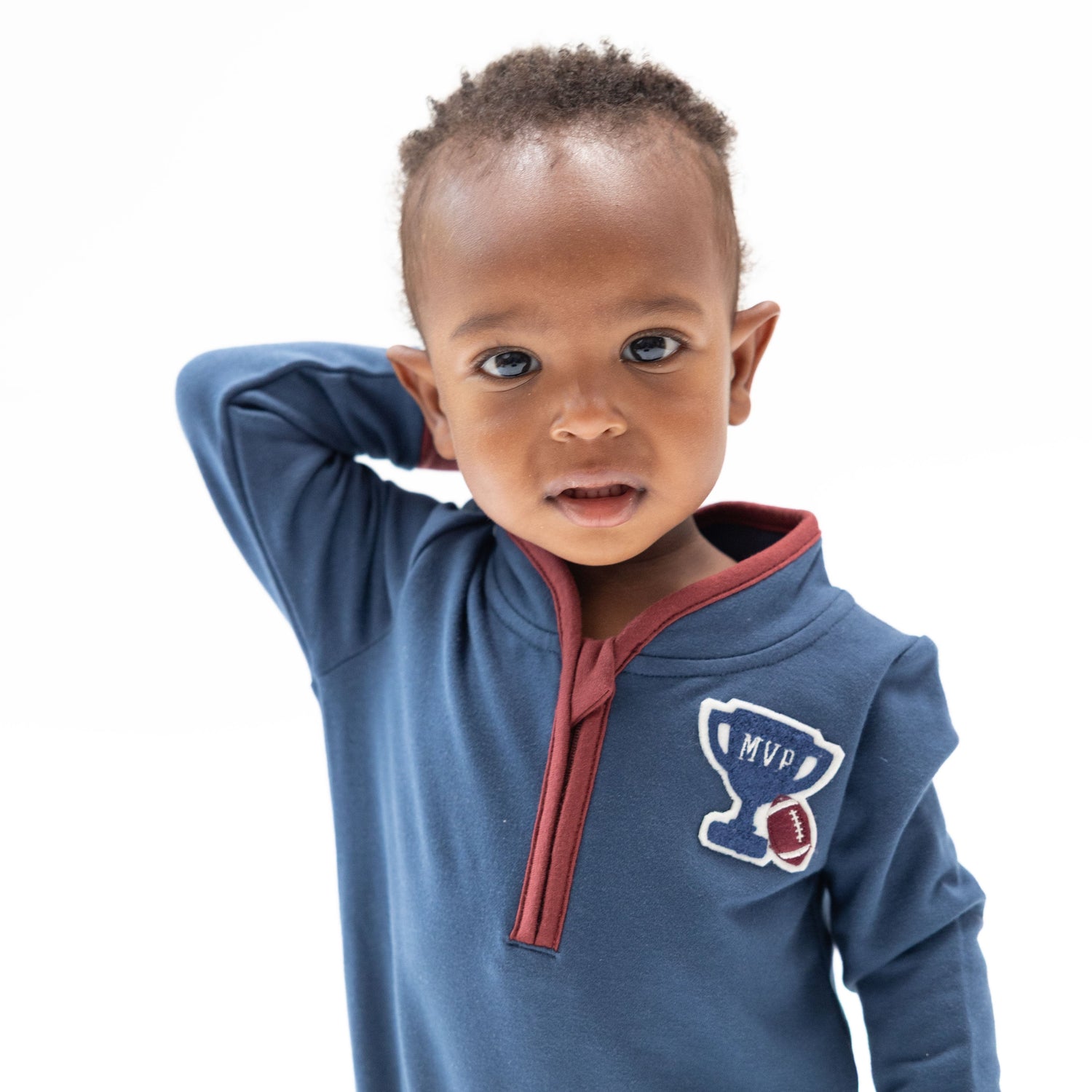 Varsity French Terry - Zip Neck Romper by Angel Dear (view 2 of 7)