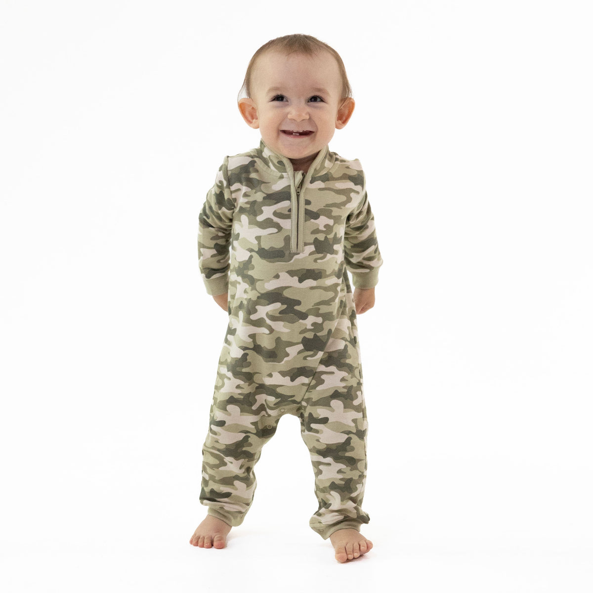 Organic French Terry Zip Romper - Camo by Angel Dear (view 1 of 5)