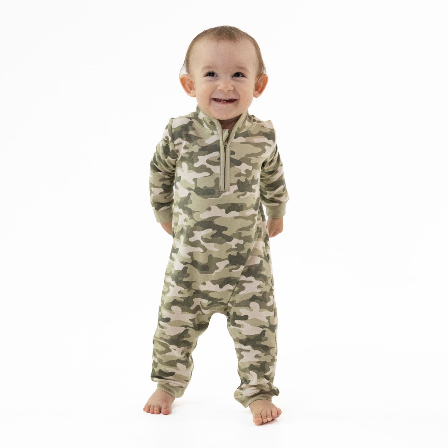Organic French Terry Zip Romper - Camo by Angel Dear (view 1 of 5)