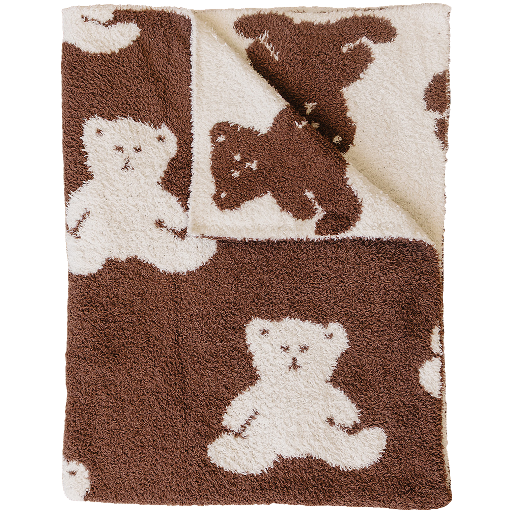 Brown teddy bear plush blanket, soft and fuzzy