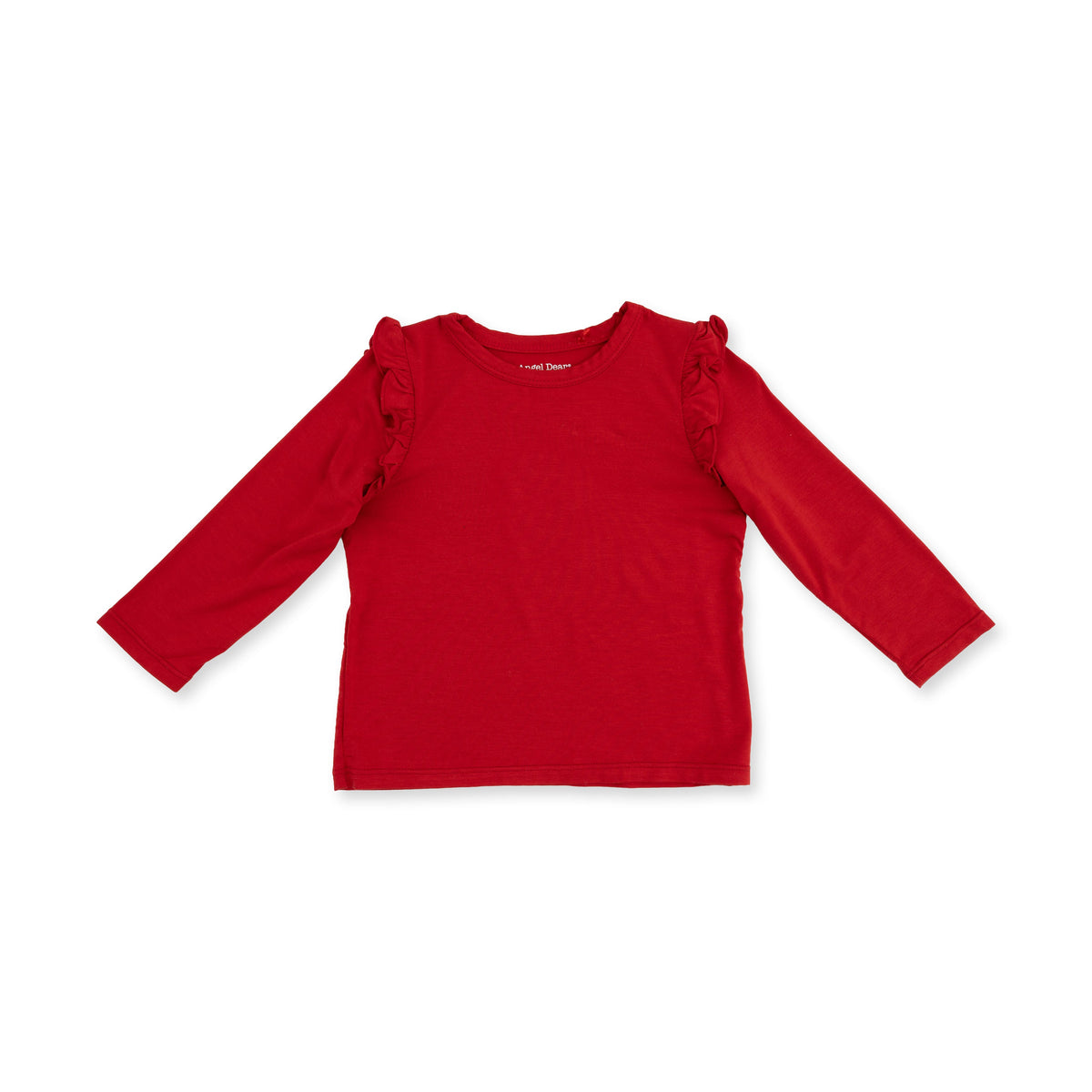 Solid Haute Red - Long Sleeve Ruffle Tee by Angel Dear