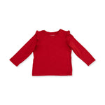 Solid Haute Red - Long Sleeve Ruffle Tee by Angel Dear