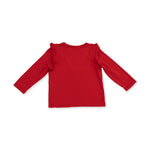 Solid Haute Red - Long Sleeve Ruffle Tee by Angel Dear
