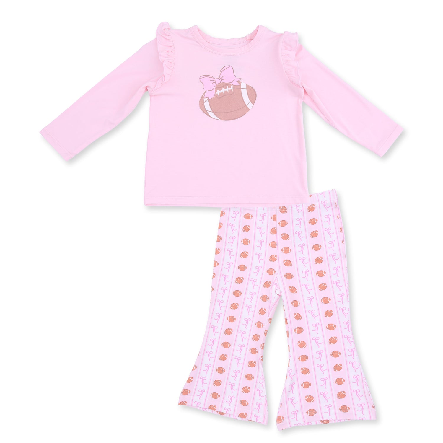 Football Bow Stripe - Long Sleeve Ruffle Tee and Baby Bells by Angel Dear (view 2 of 7)