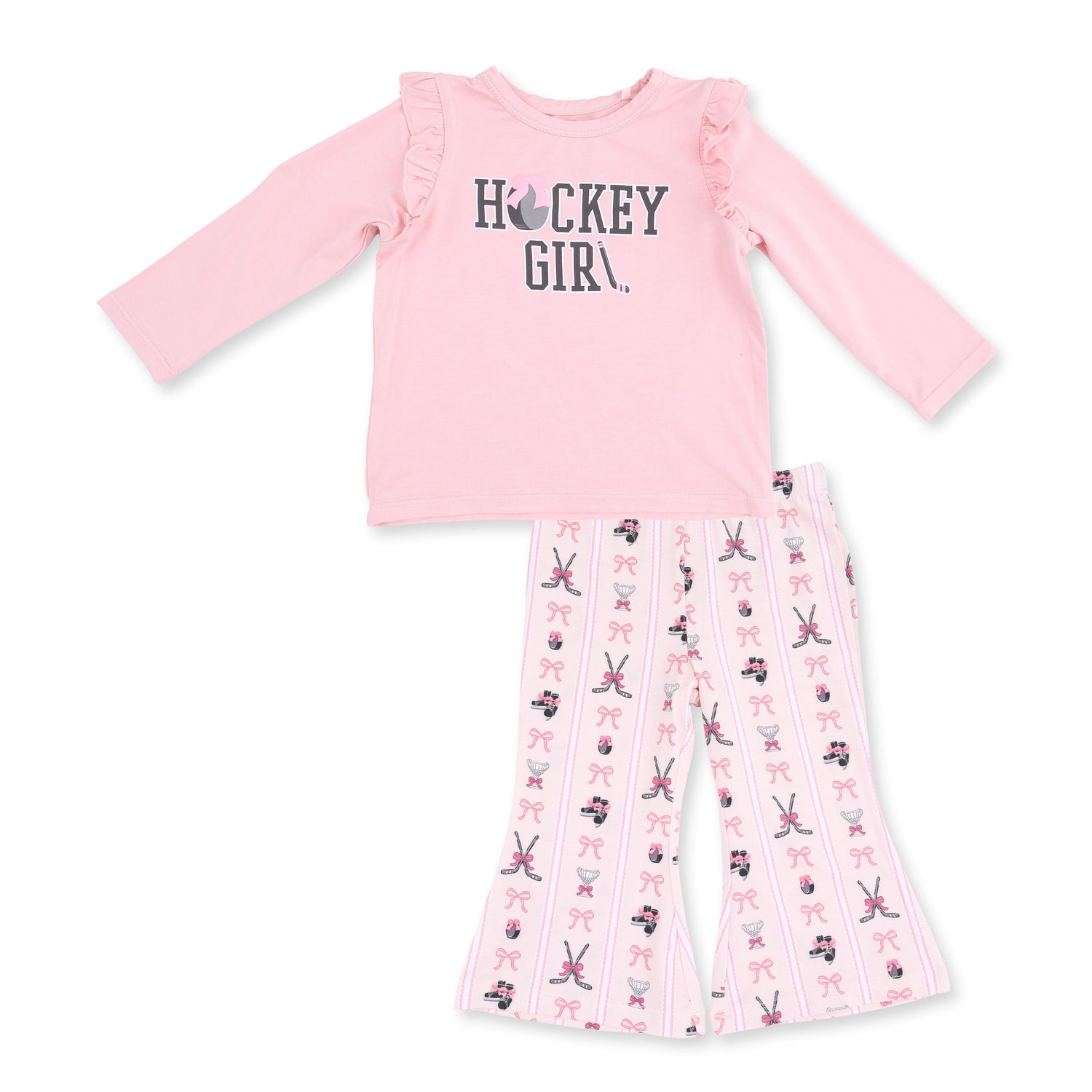 Megan's Bowtiful Hockey Stripe - Ruffle Tee and Baby Bells