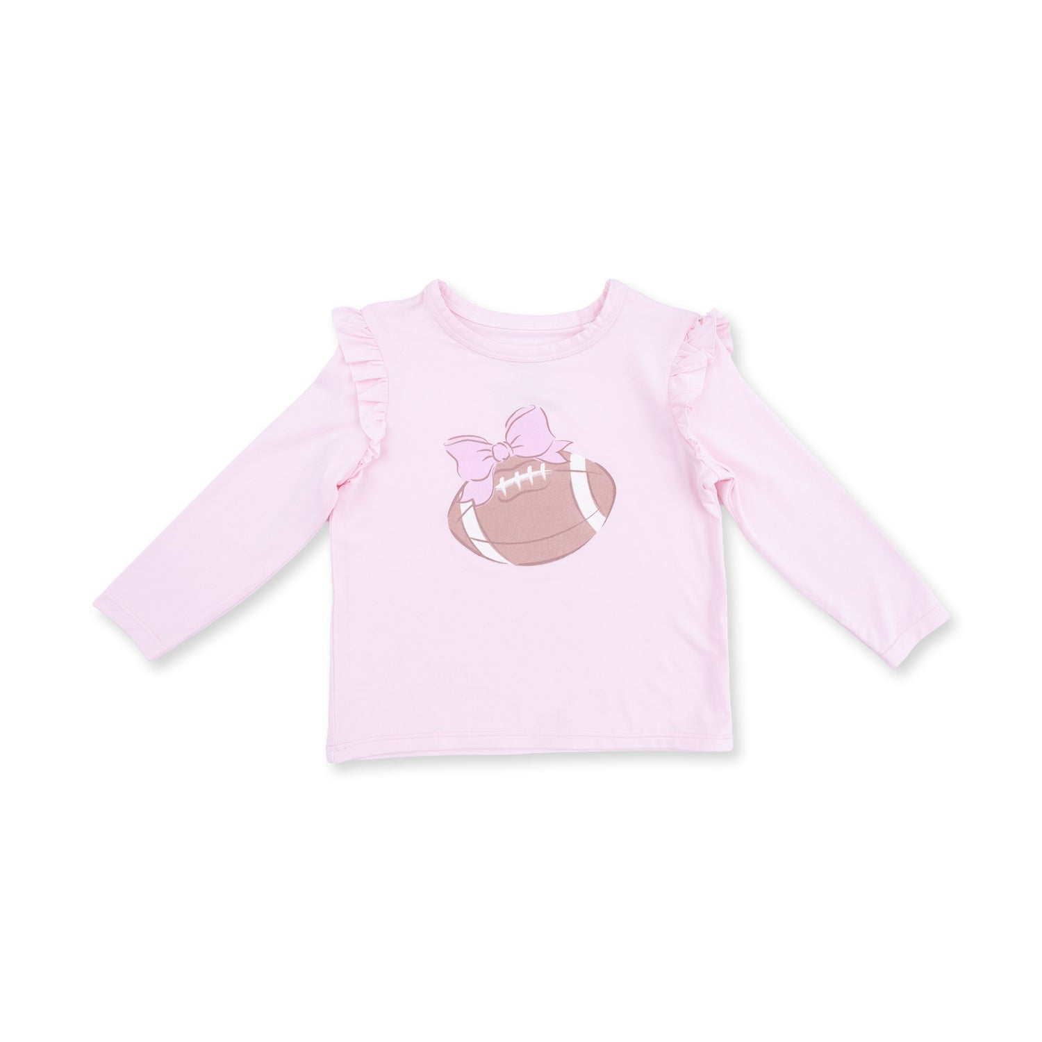 Football Helmets Pink - Long Sleeve Ruffle Tee Football