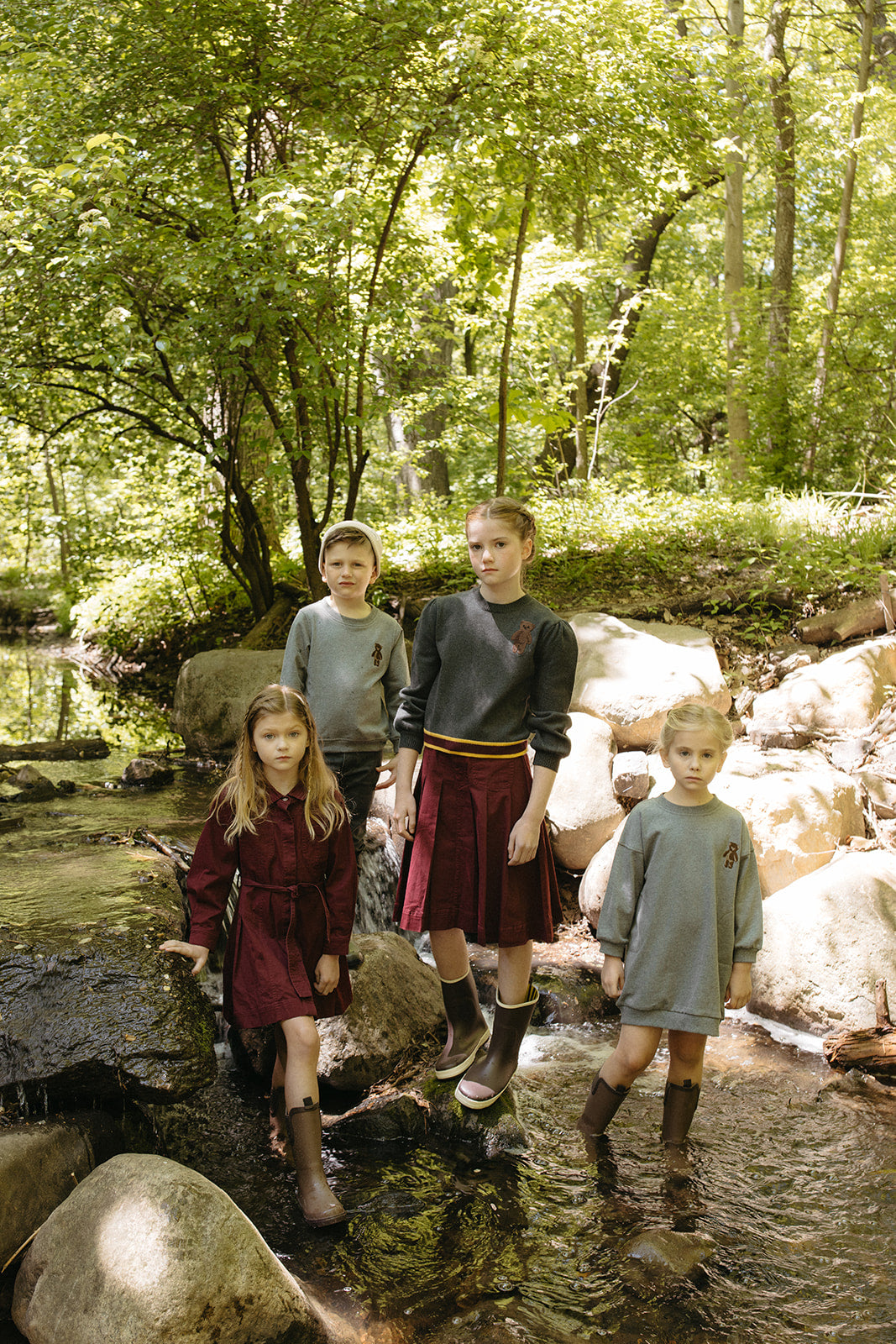 Gracie Denim Skirt - Maroon by Crew Kids NY