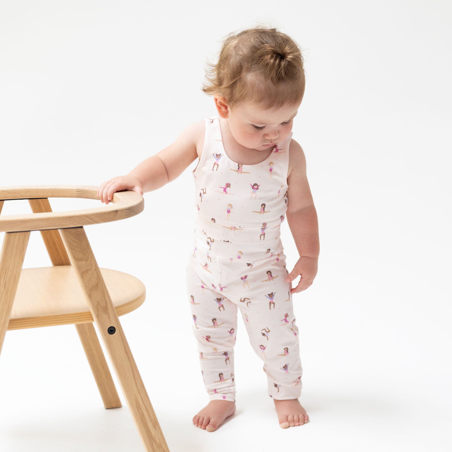 Toddler active pant with tapered legs in smooth stretchy poly jersey